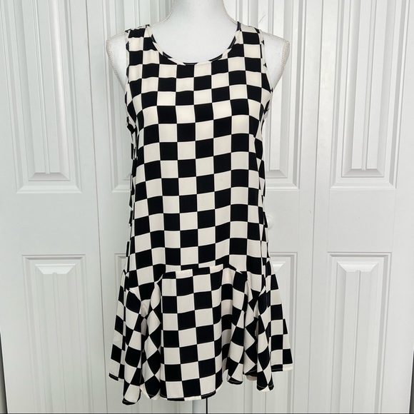Dresses & Skirts - Checker Tank Dress Flirty Ruffle Hem Small
